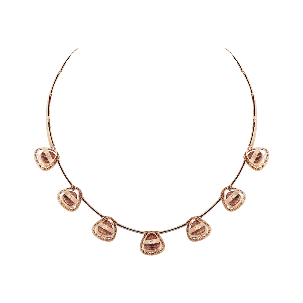 Rose Gold Polki Necklace with Brilliant-Cut Diamond Halo